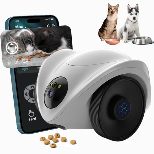 Belcore Robot Pet Camera with One-Tap Treat Dispensing | Mobile 360° Monitor, 2-Way Audio, and Smart Tracking | No Monthly Fees, Dual Cameras, Long Battery Life for Pet Care