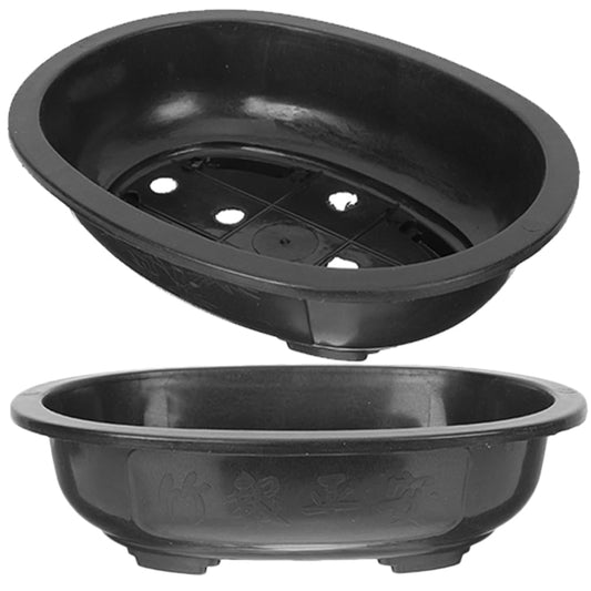 Toddmomy Large Bonsai Pot, 2pcs Plastic Bonsai Training Pots with Drainage Hole, Oval Planter for Home Office Nursery Garden Balcony