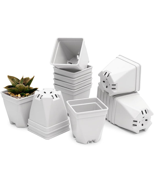 DILIGROW 1.5-Inch Nursery Pots, Thick-Walled PP Plastic, for Home, Office & Garden, Seed Starting & Propagation (48, White)