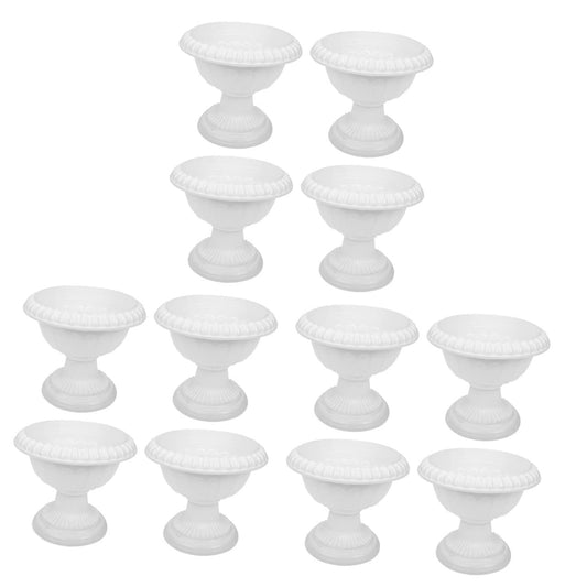 GANAZONO 12-Pack Mini Roman Style Flower Pots Decorative Plastic Plant Containers for Wedding Centerpieces Balcony Patio Garden