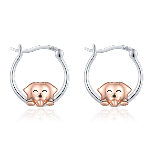 JUSTKIDSTOY Dog Earrings for Women 925 Sterling Silver Cute Puppy Hoop Earrings Pet Jewelry Birthday Gifts for Dog Lovers