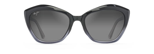 Maui Jim Women's Lotus Polarized Cat Eye Sunglasses, Gloss Black Fade/Neutral Grey, Medium