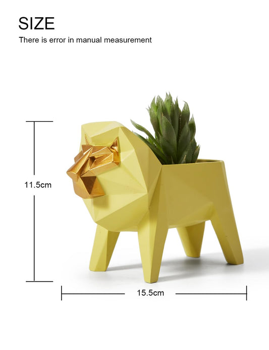 HAUCOZE Lion Statue Planter Succulent Pot Modern Animal Sculpture Home Decor Gift for Living Room Office 6.1 Inch