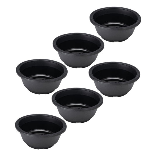 KONTONTY 6.10 Inch Shallow Plastic Succulent Planter Set of 6 Hollow Bottom Lightweight Flower Pots for Indoor Outdoor Gardening and Plant Containers