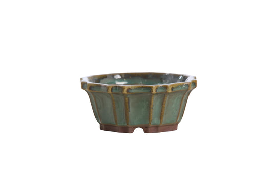 Willow Bonsai Ceramics Flower Design Bonsai Pot, 4.5inch Diameter, Plant Container, Succulant Pot, High Fired Ceramic Stoneware, Frost Proof, Handmade (Seaweed 2023)