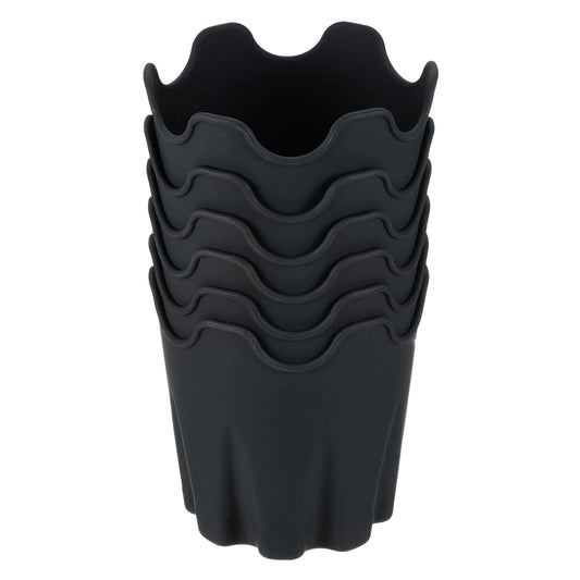 PATIKIL Silicone Plant Pot 4", 6 Pack Round Flower Planter Decorative Container for Indoor Outdoor Gardening, Black