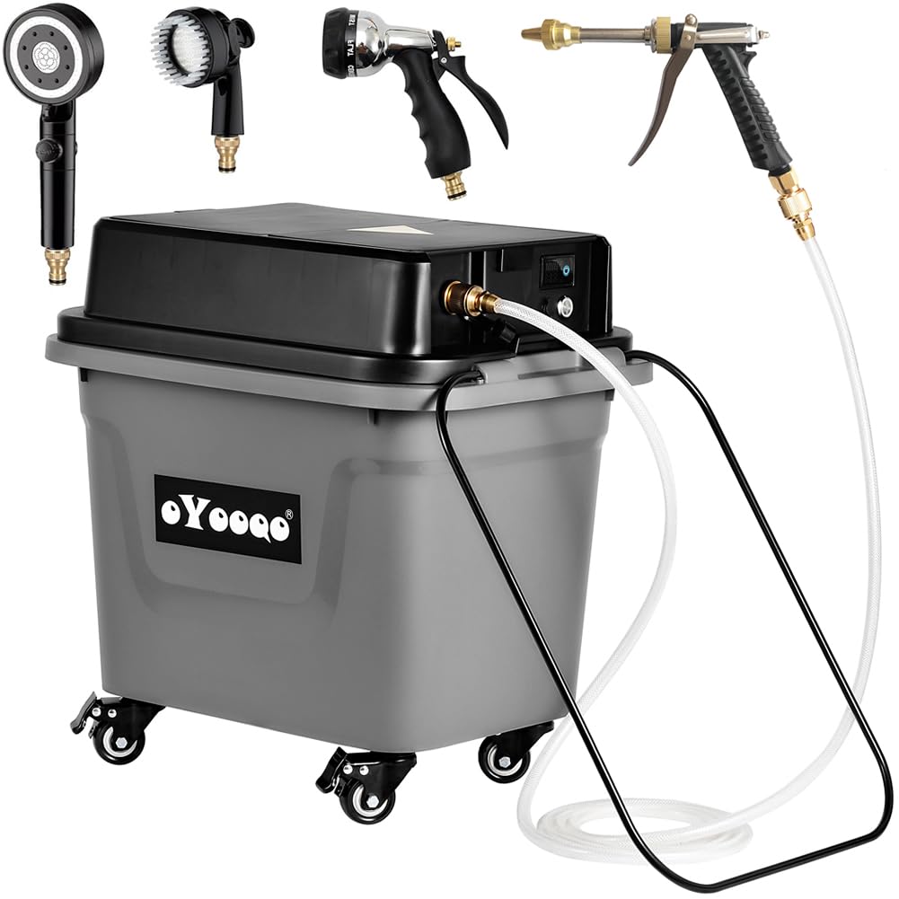 OYOOQO Cordless Pressure Washer - 330 PSI Powerful, 10Gal Built-in Tank, 5-Hour Runtime | Hose-Free Portable Cleaner for Car/Boat/ATV, Patio/Garden, Camping Shower & Outdoor Use