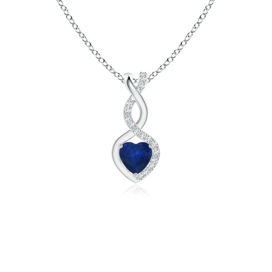 Angara Natural Blue Sapphire Pendant for Women | 0.3 ct Heart Shape Blue Sapphire Diamond Heart Pendant Necklace in Sterling Silver | September Birthday, Anniversary, Gemstone Jewelry Gift | AA | 4mm