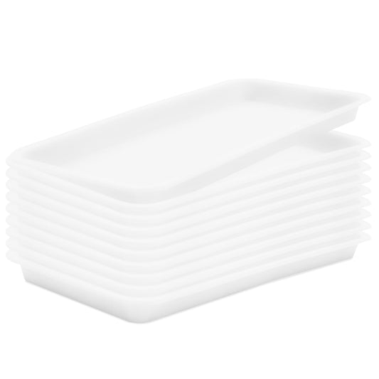 Nsmykhg Plant Drip Trays,10 Pack Plant Saucer Tray Flower Pot Drip Trays,Large Rectangular Plant drip Tray, Long-Lasting Rectangular Plant Saucer Drip Trays for Indoor and Outdoor (White)