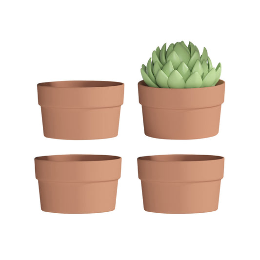 Fcacti 7 Inch Terracotta Shallow Succulent Pot - 4 Pack Large Terra Cotta Clay Pots with Drainage Hole, Round Shallow Terra-Cotta Bonsai Pot for Indoor/Outdoor Plants