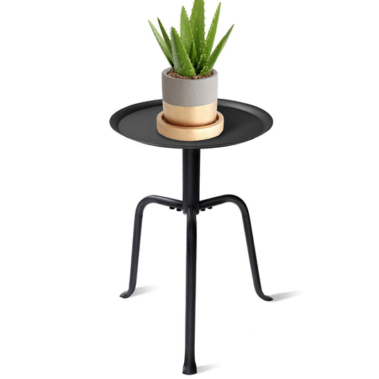 Uniqcovosa Plant Stand Indoor, Mid Century Single Plant Table, 3-Leg Minimalist Heavy Duty Metal Tall Flower Pot Stand, Modern Round Small Side End Table with Raised Design