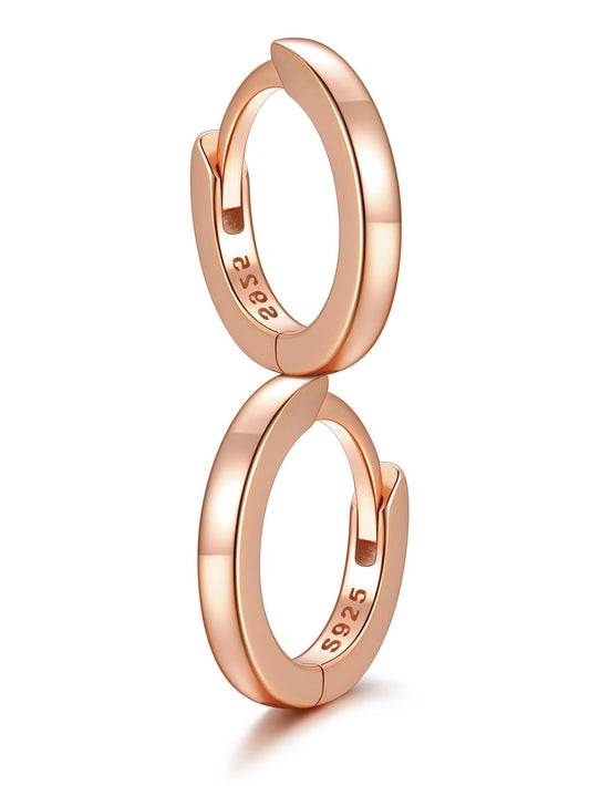 SILVERCUTE 925 Sterling Silver Huggie Hoop Earrings for Women,Hypoallergenic Rose Gold Small Hoop Earring Cartilage Earring Lightweight Huggies Earrings for Women,8/10/12mm