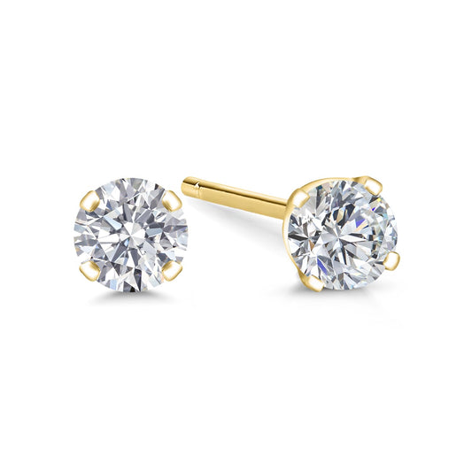 Gem Stone King 0.20 to 6 Cttw 14K Gold Lab Grown Diamond Stud Earrings | Gold Earrings For Women Men | E-F Color | VS1-VS2 Clarity | Yellow Gold | 0.20 Carats - Not IGI Certified
