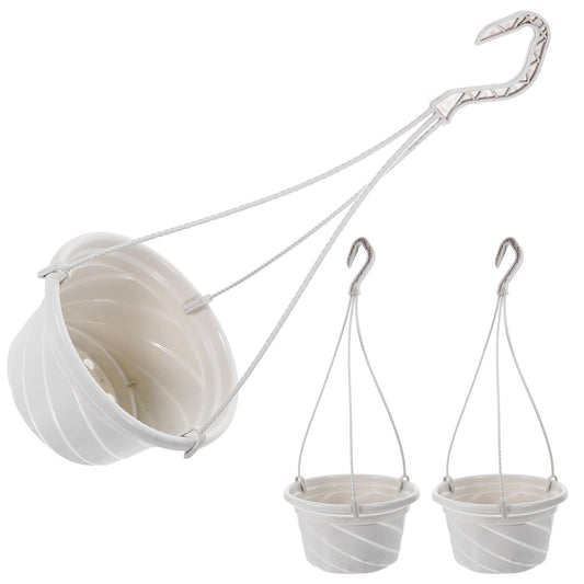 DOITOOL Hanging Flower Pot, 3PCS Suspended Chlorophytum Hanging Baskets for Plants Outdoor Balcony Planters for Outdoor Plants Ornamental Pots Planter Decor (Beige)