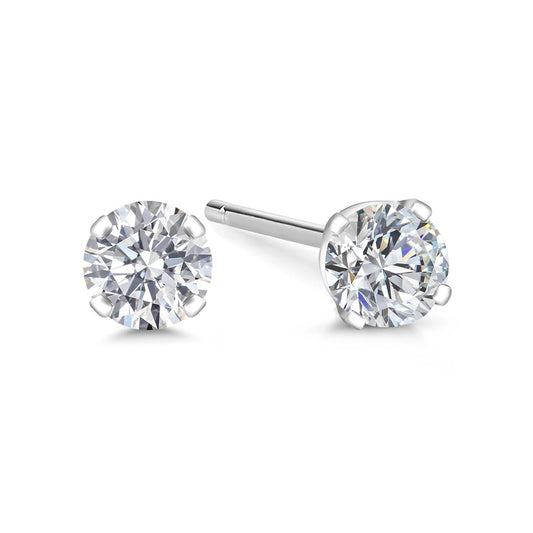 Gem Stone King 0.20 to 6 Cttw 14K Gold Lab Grown Diamond Stud Earrings | Gold Earrings For Women Men | E-F Color | VS1-VS2 Clarity | White Gold | 0.20 Carats - Not IGI Certified