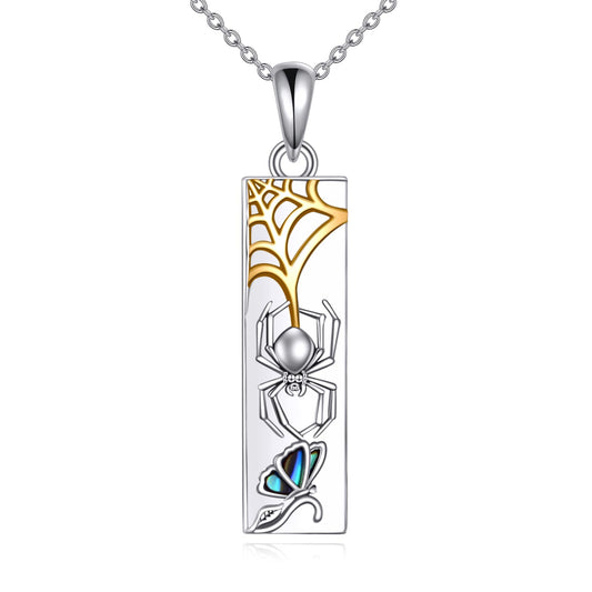 YFN 925 Sterling Silver Spider and Butterfly Pendant Necklace Spider Jewelry for Woman Men