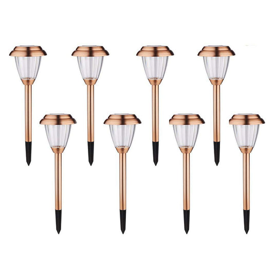 Voona Solar Lights Outdoor - 8 Pack Copper Garden Walkway Lights Solar Powered Waterproof for Garden, Lawn, Yard, Pathway