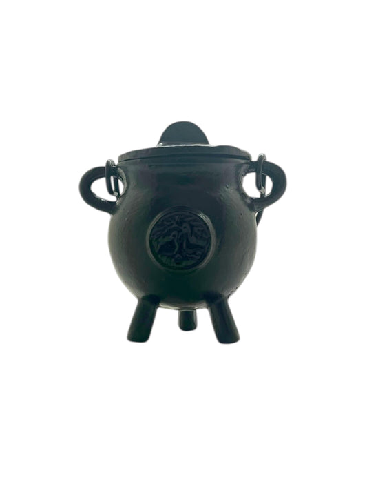 Crystalo - Cast Iron Cauldron with Lid (Tree of Life, 2.5"D 4.25"H)