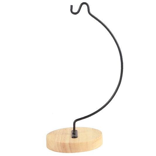 Ngbbby Ornament Display Stand, Iron Hanger Air Plant Holder with Wood Base Terrariums Hanging Plant Stand Pot Hook Decoration Rack for Glass Globe Air Flower Pot, Style 1, Hanging
