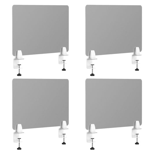 Desk Divider 4 Pcs Desk Privacy Panel 23.6''L x 15.8W'' Office Partitions Grey Acrylic Panel Pack of 4 Desk Divider Partition with Adjustable Universal Base