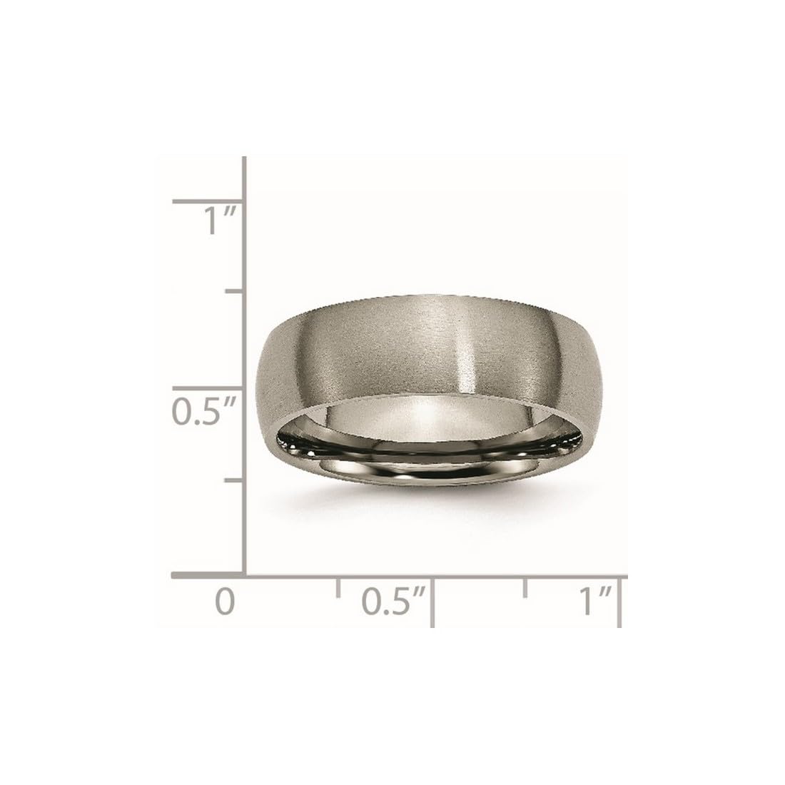 JewelryWeb Titanium Half Round 7mm Brushed Band Ring Size 14 Ring for Women and Men