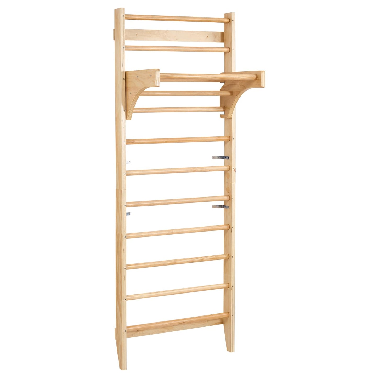 VEVOR Swedish Ladder Wall Gym, 10-Level Solid Wood Indoor Jungle Gym, 220lbs Loading Indoor Playground Climbing Ladder for Kid Adults, Gymnastic Stall Bars with Pull-Up Bar - Ideal Gift for Boys Girls