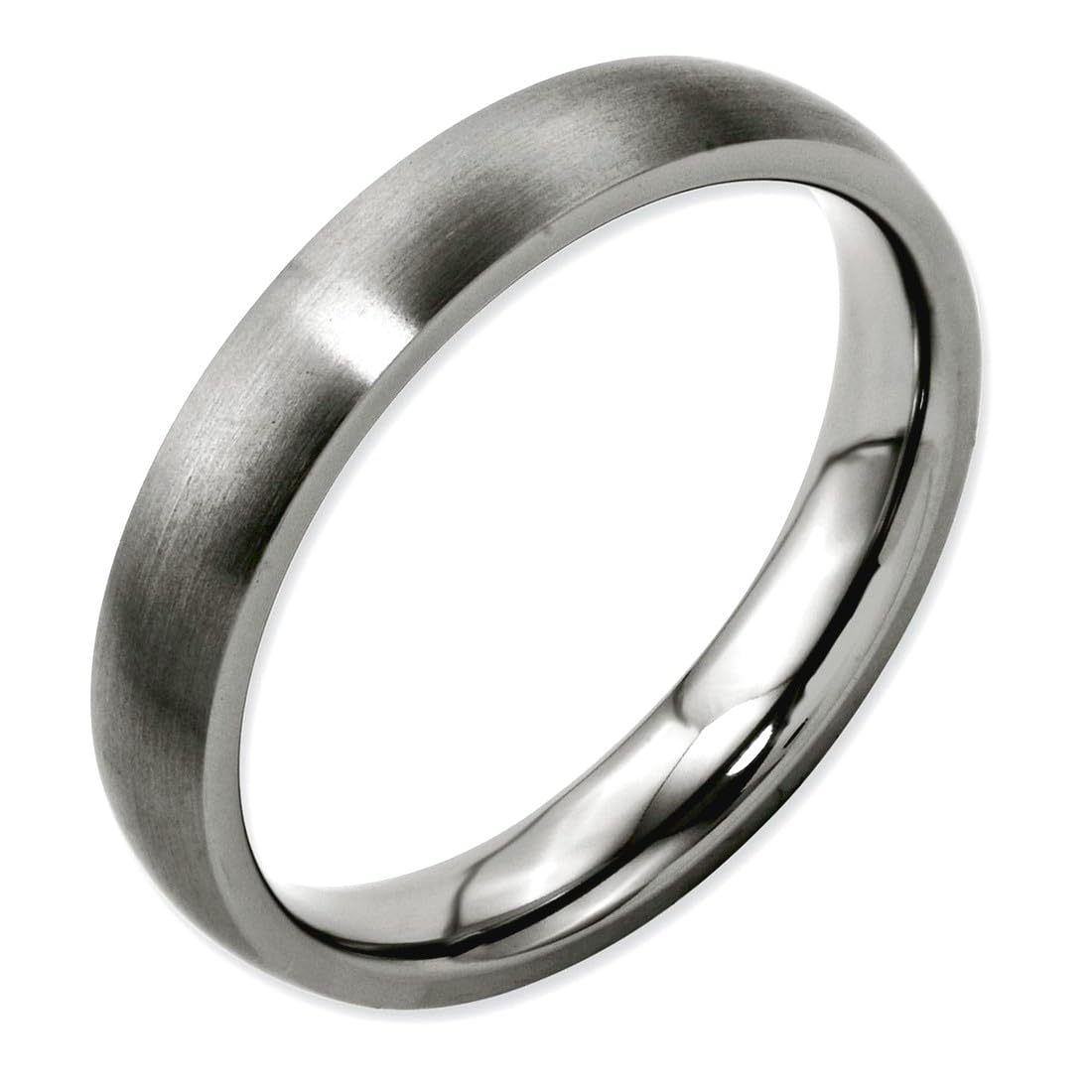JewelryWeb Titanium Half Round 4mm Brushed Band Ring Size 7 Ring for Women and Men