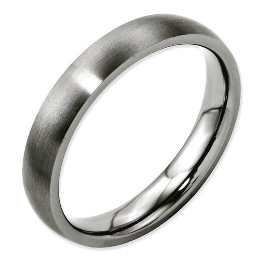 JewelryWeb Titanium Half Round 4mm Brushed Band Ring Size 7 Ring for Women and Men