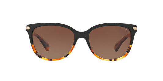 COACH HC8132 Sunglasses, Black Tortoise Gradient/Brown Gradient Polarized, 57 mm