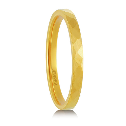 JEWPER 2/4/6/8mm Black/silver/gold Tungsten Rings for Men Womens Couple Fashion Jewelry Promise Engagement Wedding Band Hammered Inner ring inlaid with olive wood Carbide Polished Edge Comfort Fit