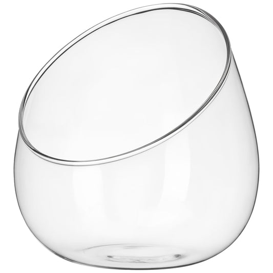 DOITOOL Clear Slant Cut Bowl Glass Vase, Glass Terrarium Candy Dish Fish Bowl Vase Fruit Jar Air Plant Holder for Succulents, Cacti, Moss, Terrariums, Flower Centerpiece, Height: 4.7", Base: 4"