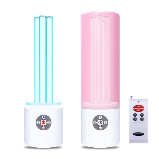 Cotton Knight, UV Light Sanitizer, 55w 254nm UVC Lamp for Room Surface Disinfection up to 750 sqft, Home/School/Hotel/Travel, Kills Bacteria/Molds/Dust Mites, 1Y warranty (Pink With Ozone)