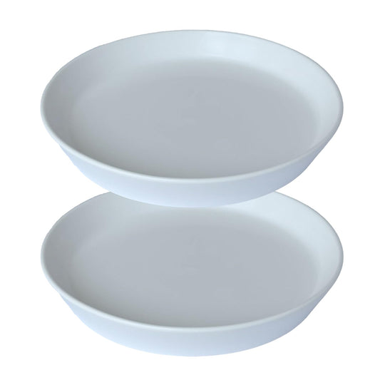 Plant Saucer 8 Inch, 2 Pack Large Plant Saucers Ceramic Tray 8 inch (7.3" Inner) for Flower Pot, Classic Sturdy Planter Water Catcher Tray for Plant Base,White