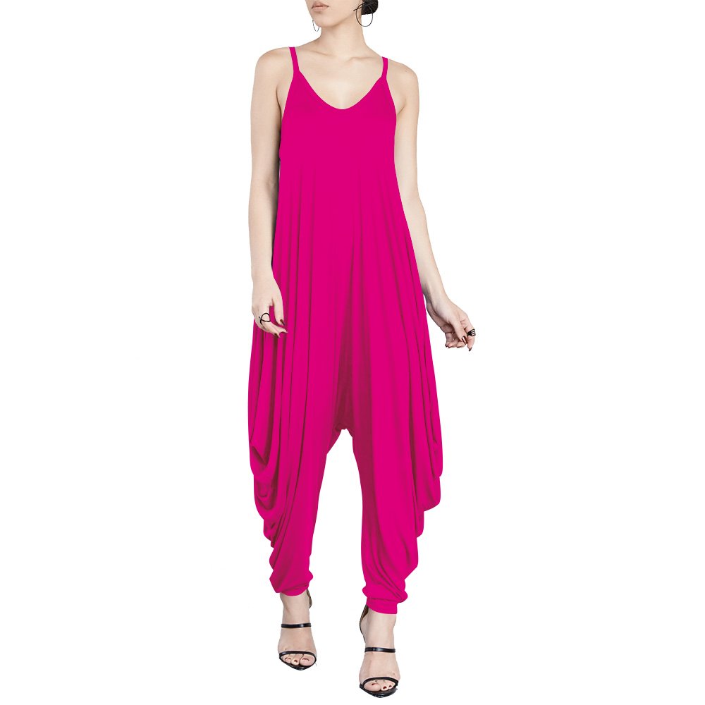 Dreamskull Women's Punk Spaghetti Strap Jumpsuit V Neckline Comfy Loose Harem One Piece Romper…