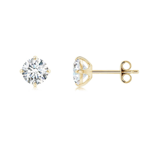 Certified Round Lab-Grown Diamond Solitaire Stud Earrings 14K Solid Gold (0.5 carat, 4.1mm, Color-H, Clarity-SI2)