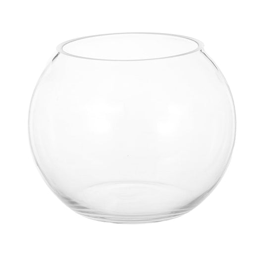 PRETYZOOM Glass Flower Vase and Fish Bowl 15cm Round Hydroponic Planter for Home Decor, Wedding Centerpiece, Terrarium Container for Desktop Plants