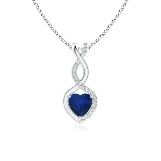 Angara Natural Blue Sapphire Pendant for Women | 0.3 ct Heart Shape Blue Sapphire Diamond Heart Pendant Necklace in Platinum | September Birthday, Anniversary, Gemstone Jewelry Gift | AA | 4mm