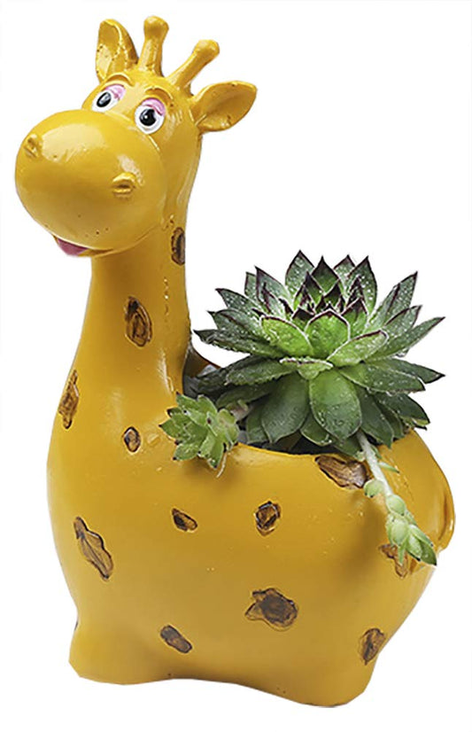 Funnuf Cute Animal Succulent Cactus Flower Planter for Home Garden Office Desktop, 1pcs, Resin Giraffe