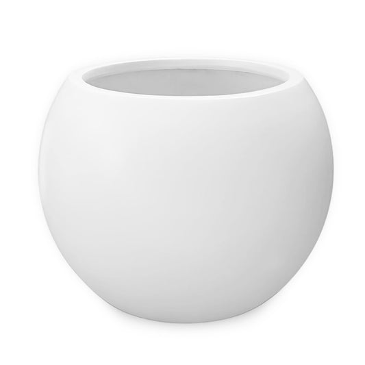 DEPLA LANE Marlo Fiberstone Round Planter (8.5" Pot Opening x 12..6" D x 9.8" H) Smooth Finishes, Lightweight, Durable, UV Resistant, Modern Minimalist Home Decor, Indoor Outdoor Plant Pot (S, White)