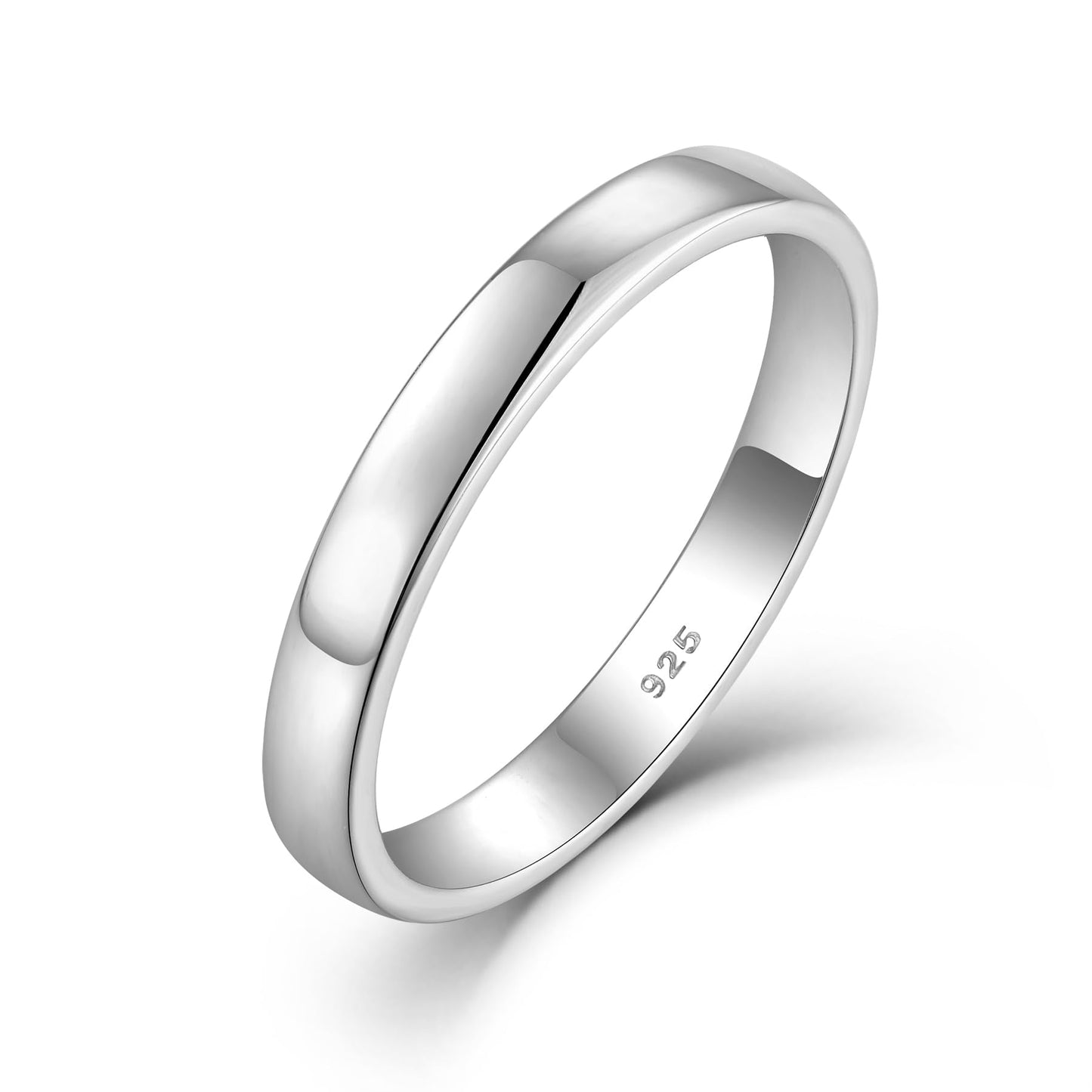 STARCHENIE Solid 925 Sterling Silver 3mm Wedding Band Ring, Comfort Fit High Polish, for Men and Women (Size 7)