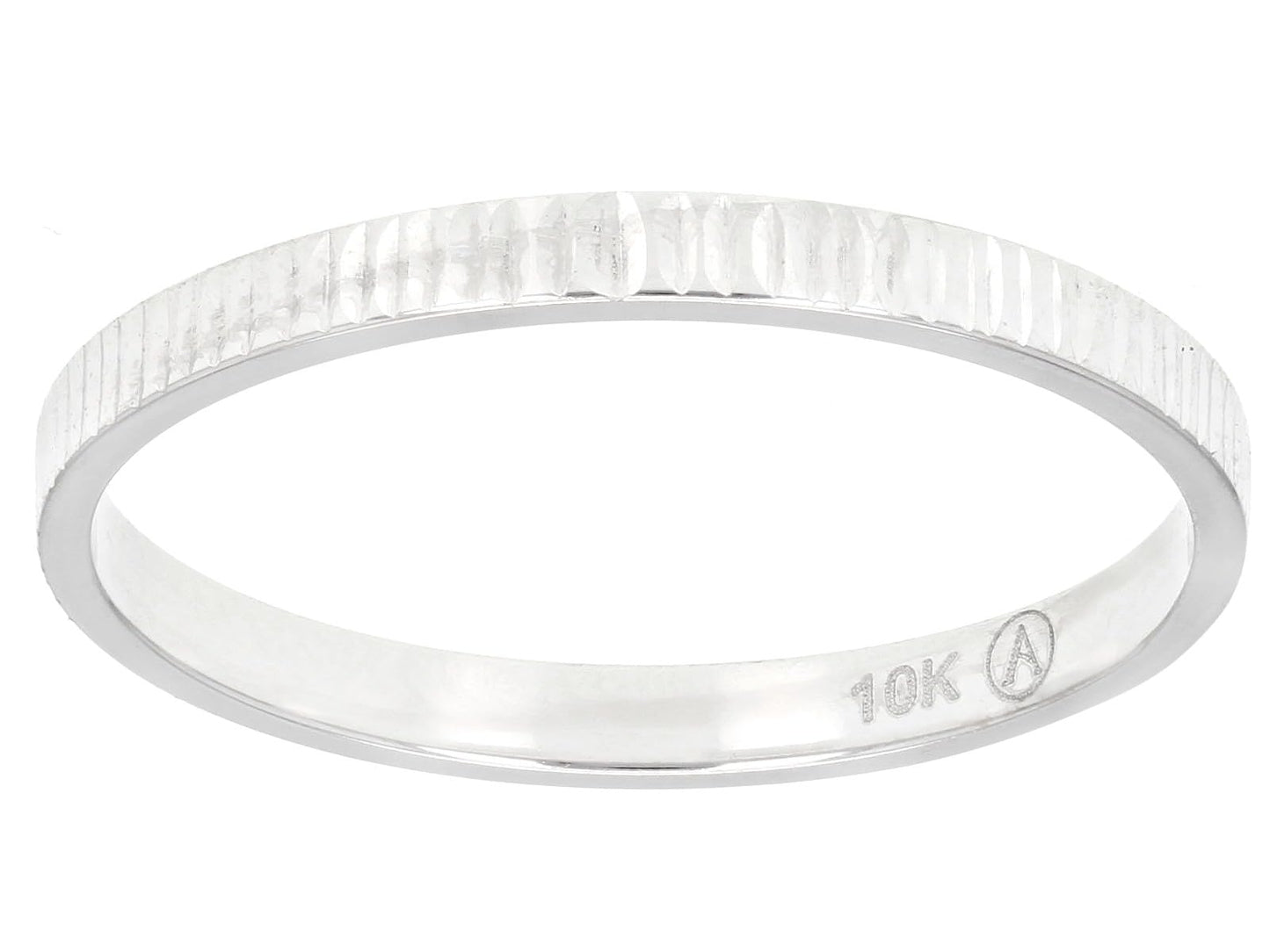 JTV 10K White Gold, Yellow Gold or Rose Gold 2mm Textured Band Ring - Elegant and Durable Wedding Band for Men and Women (White Gold, 7)