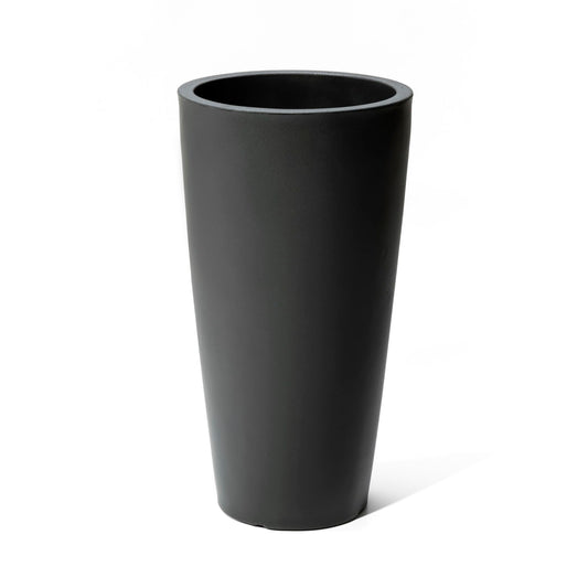 Step2 Tremont Tall Round Tapered Planter, 28" Tall, Indoor/Outdoor Plants, Efficient Drainage, Durable Resin, Onyx Black