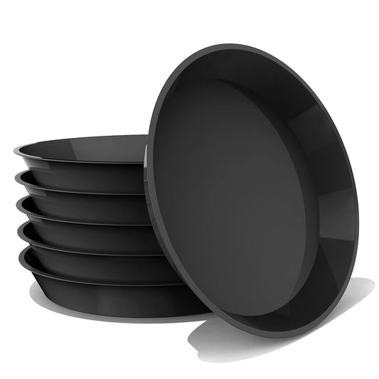 DUNPUTE 6 Pack Plant Saucer 4 6 8 10 12 14 16 18 20 22 Inch Plastic Plant Tray, Sturdy and Durable Flower Pot Container Accessories Plant Pot Saucers for Indoor and Outdoor (10 Inch, Black)