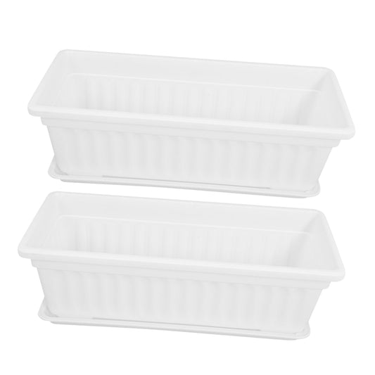 DOITOOL 2pcs Rectangular Plastic with Saucers Versatile Pots for Indoor and Outdoor Use Ideal for Vegetables and Flowers for Windowsills Patios and Gardens