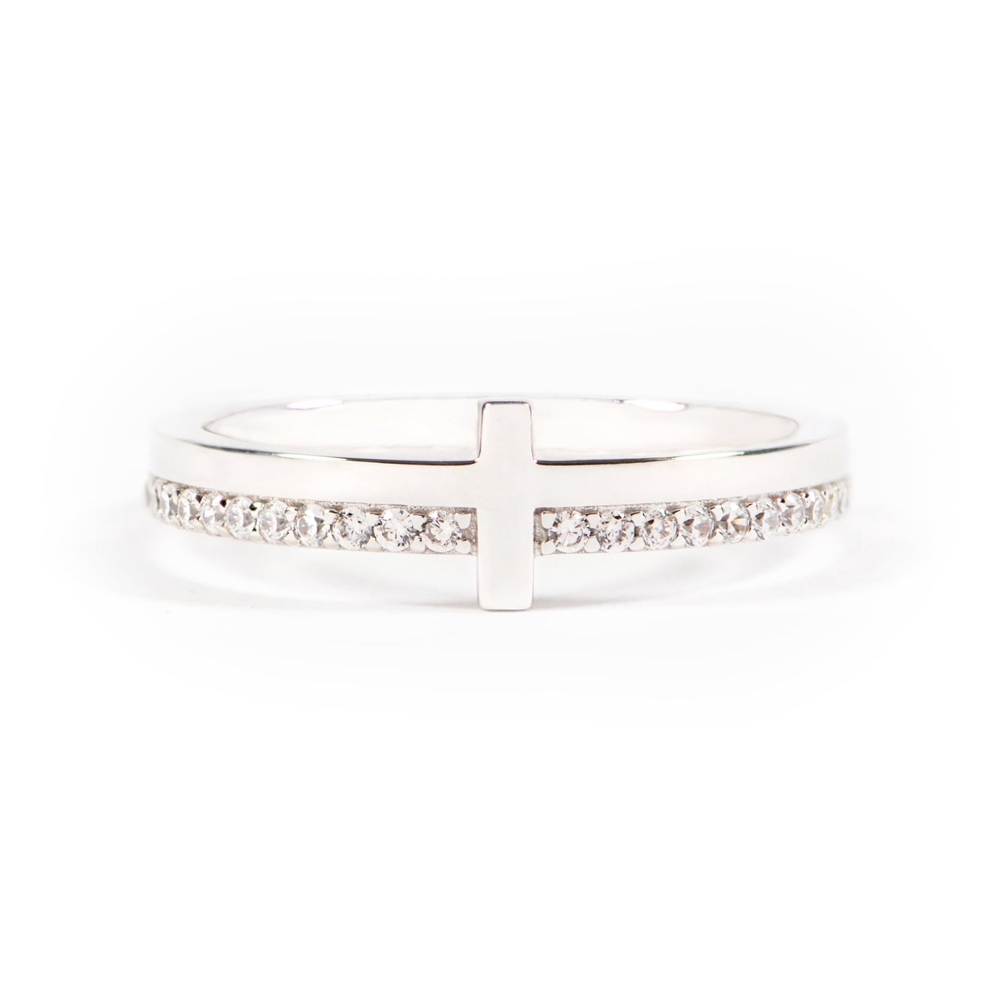 STORYJEWELLERY Purity Ring, Cross Rings for Women, 925 Sterling Silver Rings, Christian Ring, Christian Jewelry for Women, Confirmation Gifts, Baptism Gifts, Size 5