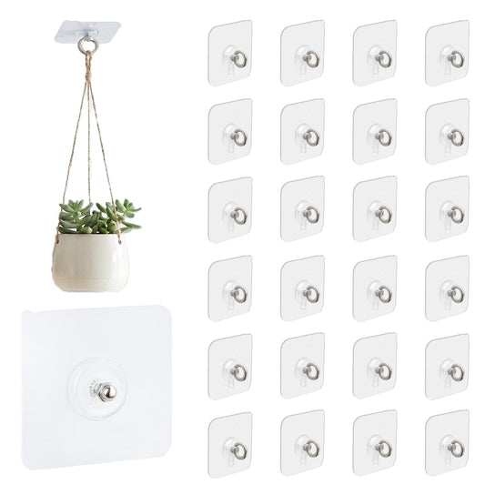 CACUINA 2 in 1 Adhesive Ceiling Hooks Heavy Duty No-Drill Hook for Hanging Plant,Wind Chime Suitable for Smooth Walls