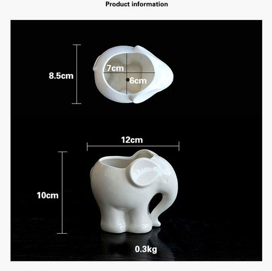 MONMOB 3.9" Ceramic Elephant Pencil Holder/Pen Holder/Flower Pot/Succulent Planter White Elephant Gifts Ideal Gifts for Women, Mom or Birthdays