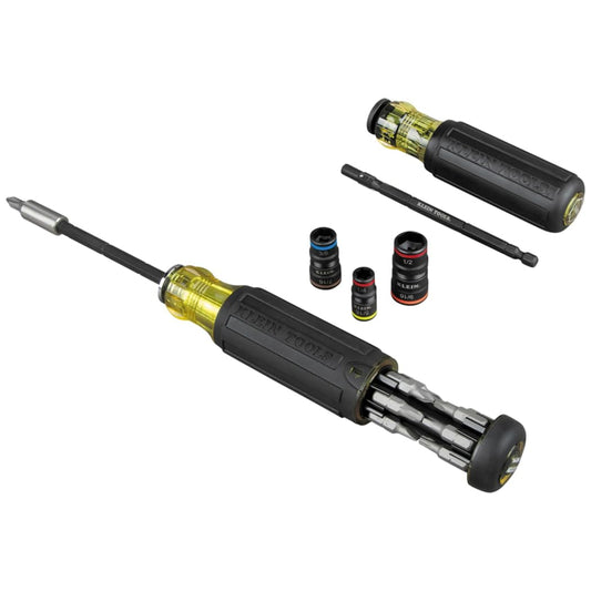 Klein Tools 80083 Impact Driver Kit with 7-in-1 SAE Impact Socket Set and 14-in-1 Multi-Bit Adjustable Length Screwdriver, 2-Piece
