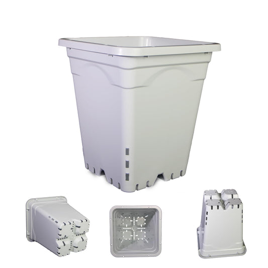 Gyfofix HG7X7SW 7"x7" Square White Pot, 9" Tall Pack of 5