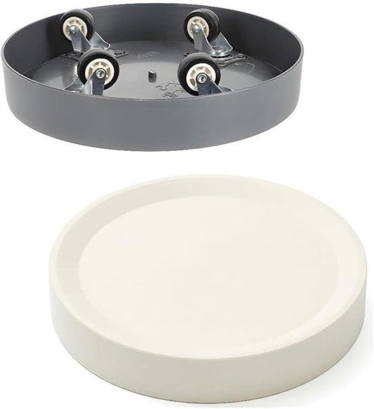 KangTeer 11.2 Inch Plant Caddy with Hidden Wheels,2-Pack Gray+Light Gray, Round Rolling Plant Stand, Mobile Tray for Medium-Sized Flower Pots, Protect Floor, Easy Move